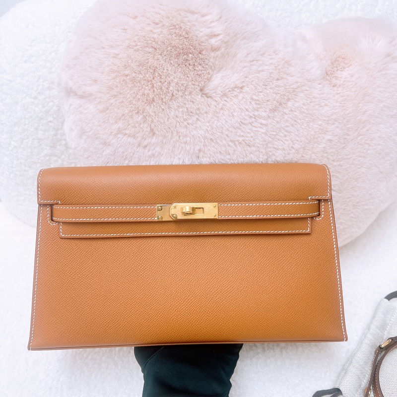 近新 Hermes kelly elan 金棕金釦 K-1