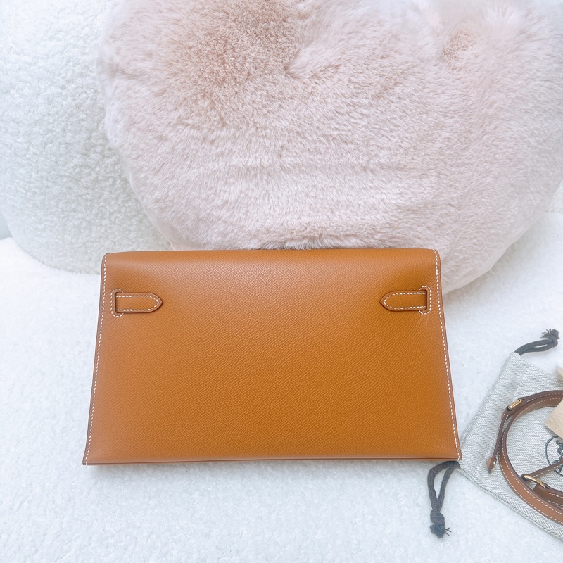 近新 Hermes kelly elan 金棕金釦 K-4