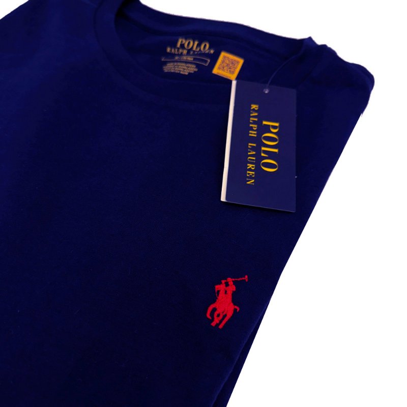 【RALPH LAUREN】POLO刺繡小馬中性長袖薄款T恤上衣(藍色/M號)-1