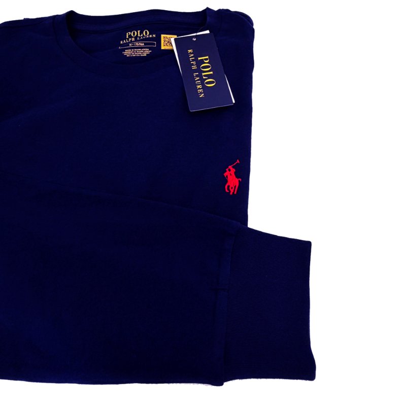 【RALPH LAUREN】POLO刺繡小馬中性長袖薄款T恤上衣(藍色/M號)-2