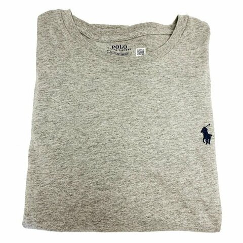 【RALPH LAUREN】POLO刺繡小馬中性長袖薄款T恤上衣(灰色/XL號)