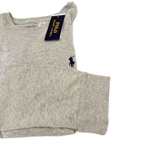 【RALPH LAUREN】POLO刺繡小馬中性長袖薄款T恤上衣(灰色/XL號)-2