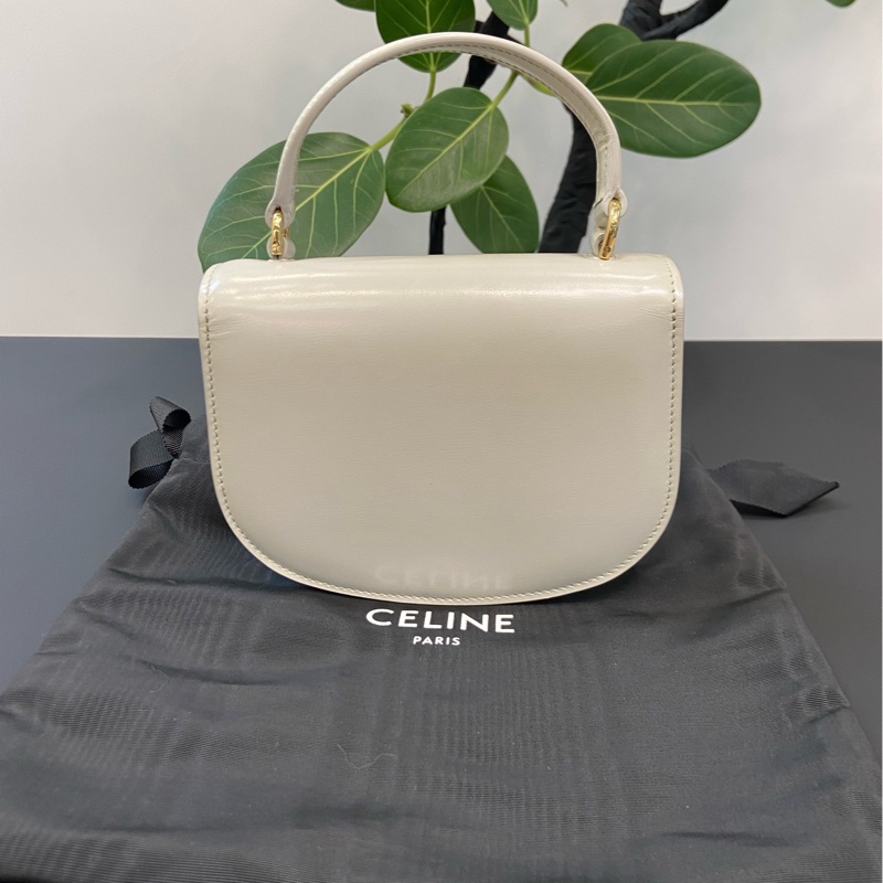 98新 CELINE賽琳 mini Besace系列白金手柄馬鞍包 俏皮又可愛-1