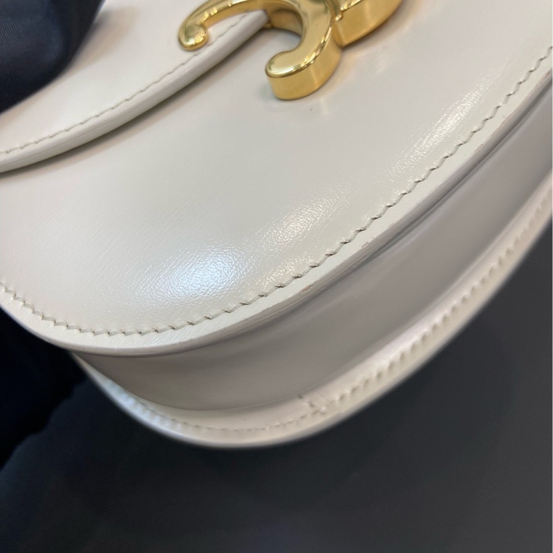 98新 CELINE賽琳 mini Besace系列白金手柄馬鞍包 俏皮又可愛-4