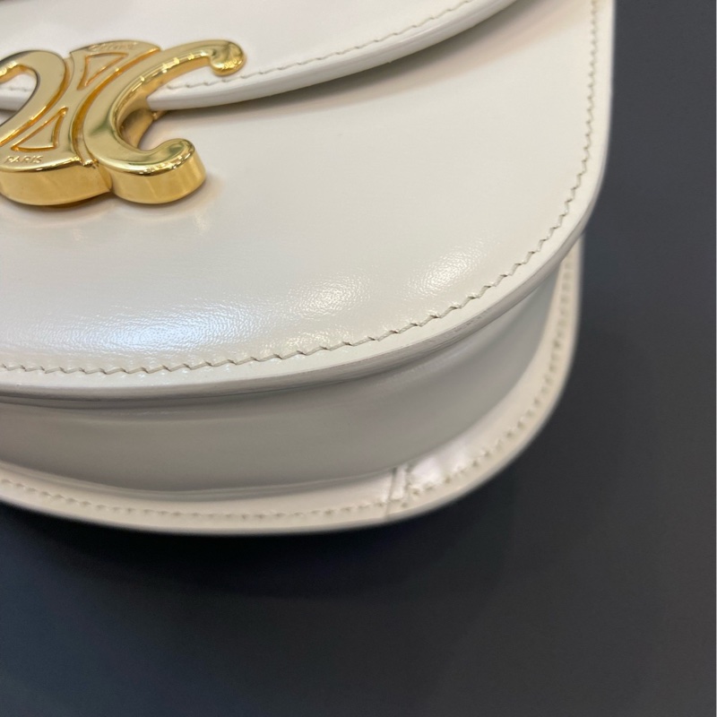 98新 CELINE賽琳 mini Besace系列白金手柄馬鞍包 俏皮又可愛-5