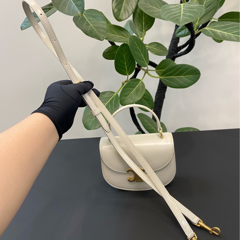 98新 CELINE賽琳 mini Besace系列白金手柄馬鞍包 俏皮又可愛-7