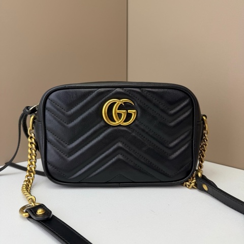 Gucci 古馳馬蒙相機包黑金mini