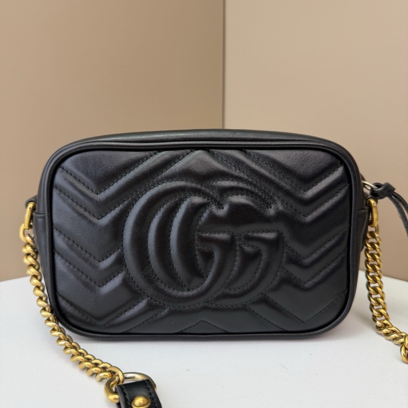 Gucci 古馳馬蒙相機包黑金mini-1
