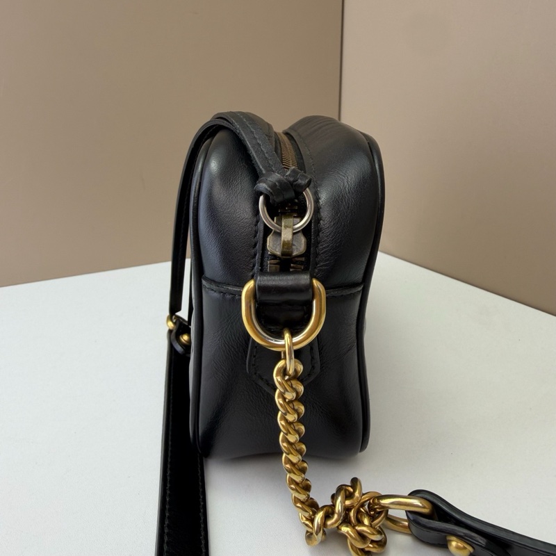 Gucci 古馳馬蒙相機包黑金mini-2