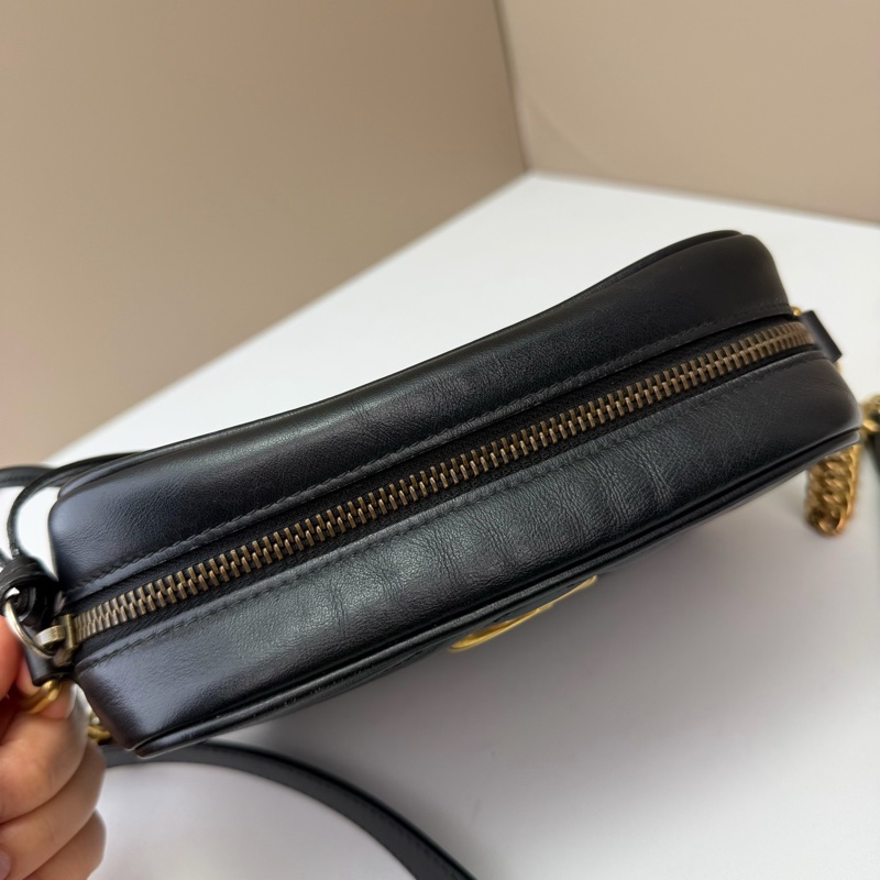 Gucci 古馳馬蒙相機包黑金mini-5