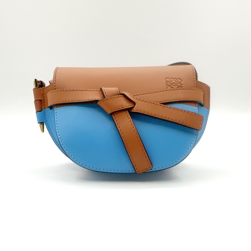 Loewe/羅意威mini 馬鞍包藍棕拼色-0