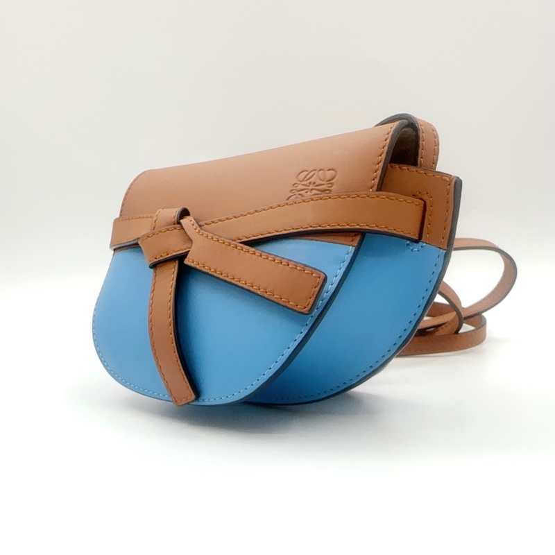 Loewe/羅意威mini 馬鞍包藍棕拼色-3