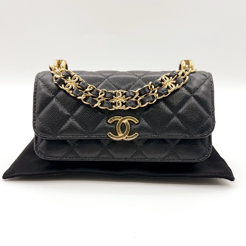 Chanel 香奈兒22k黑金woc手機包-0