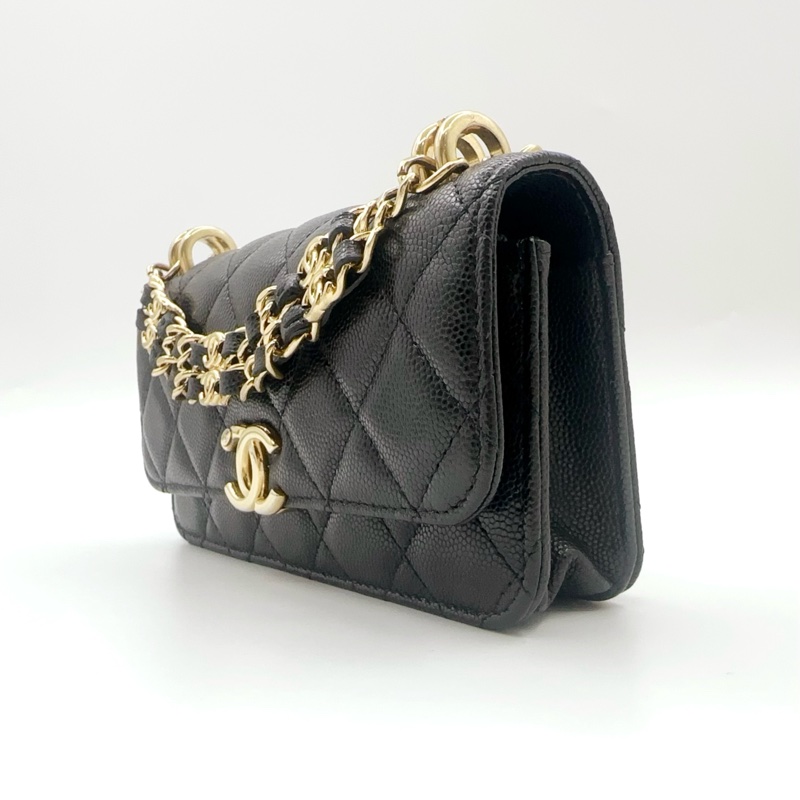 Chanel 香奈兒22k黑金woc手機包-2