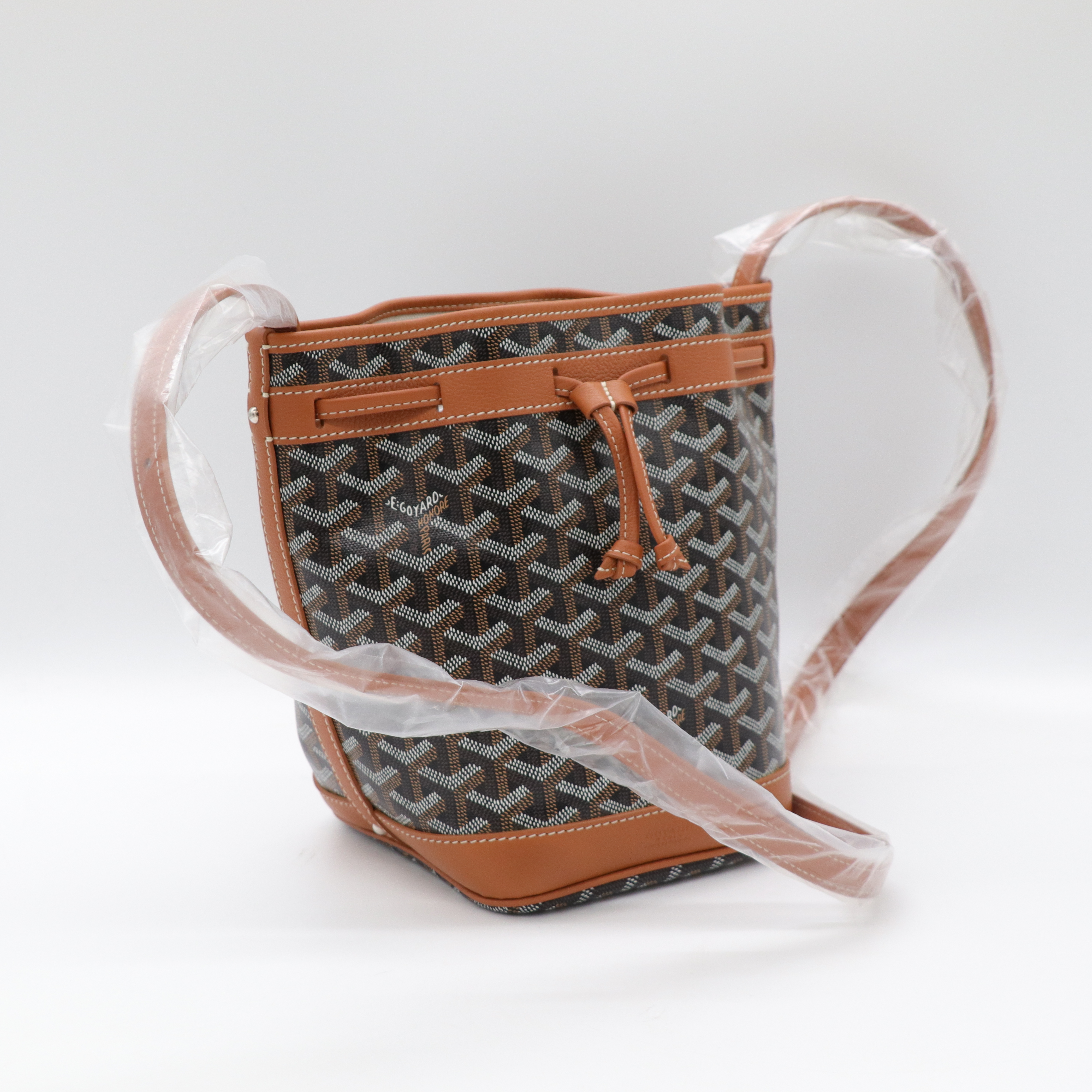 Goyard 戈雅 PEFLOT 棕色 束繩水桶包-4