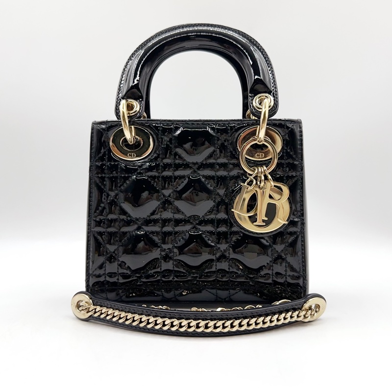 Dior黑金漆皮三格戴妃-0