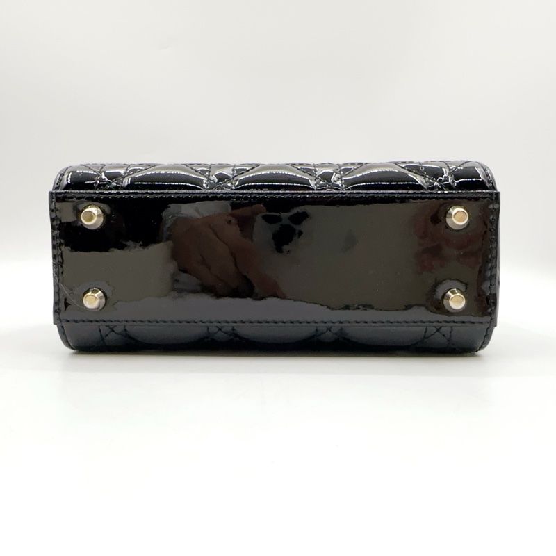 Dior黑金漆皮三格戴妃-4