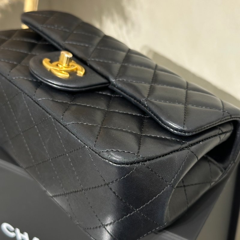 CHANEL 山茶花調節釦羊皮口蓋包 CF20 - 黑金-8