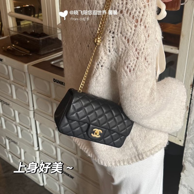 CHANEL 山茶花調節釦羊皮口蓋包 CF20 - 黑金-17