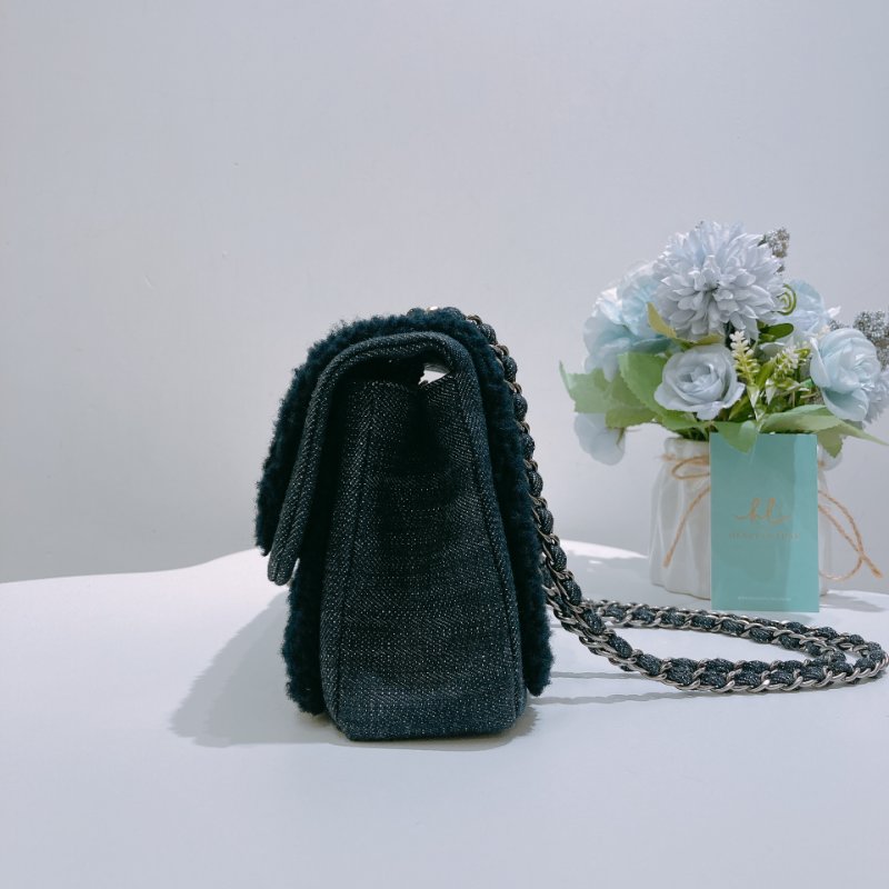 TW4826 Chanel 香奈兒 羊絨面 經典翻蓋包包 Classic Flap Bag Small Shearling Blue Denim x PHW-2
