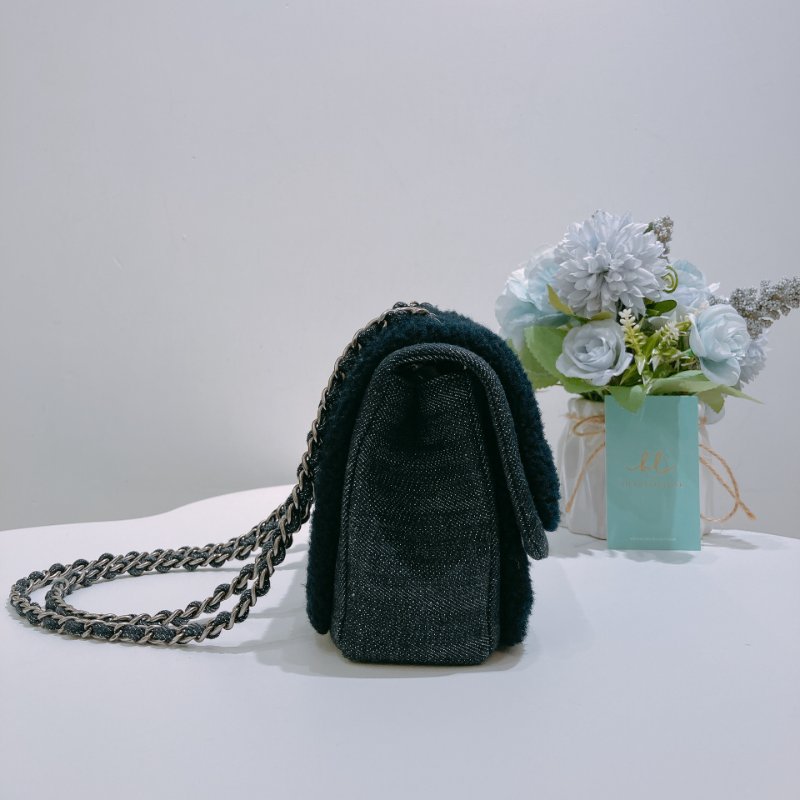 TW4826 Chanel 香奈兒 羊絨面 經典翻蓋包包 Classic Flap Bag Small Shearling Blue Denim x PHW-3