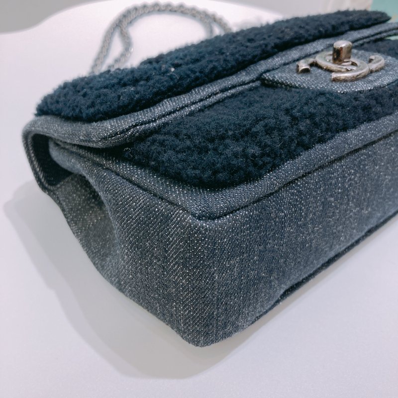 TW4826 Chanel 香奈兒 羊絨面 經典翻蓋包包 Classic Flap Bag Small Shearling Blue Denim x PHW-5