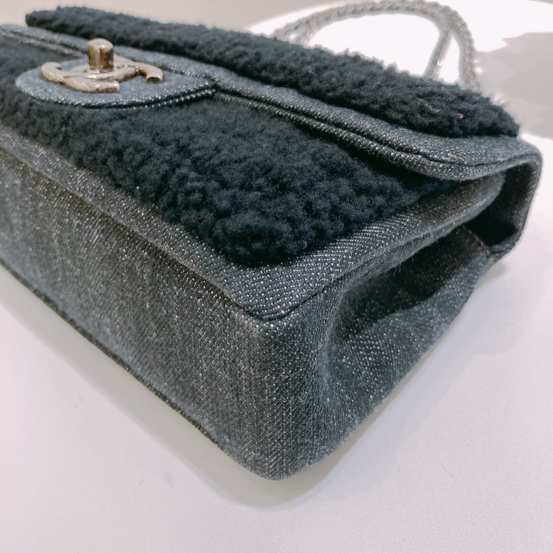 TW4826 Chanel 香奈兒 羊絨面 經典翻蓋包包 Classic Flap Bag Small Shearling Blue Denim x PHW-6