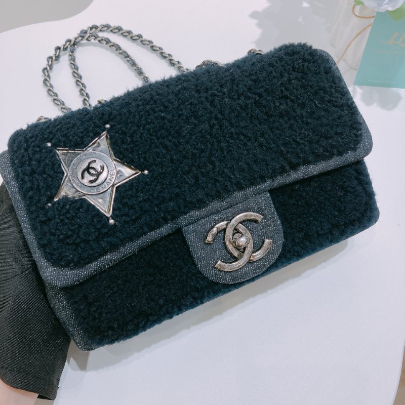 TW4826 Chanel 香奈兒 羊絨面 經典翻蓋包包 Classic Flap Bag Small Shearling Blue Denim x PHW-9
