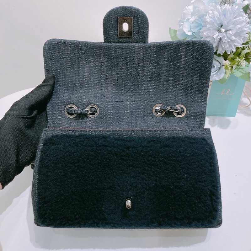TW4826 Chanel 香奈兒 羊絨面 經典翻蓋包包 Classic Flap Bag Small Shearling Blue Denim x PHW-12