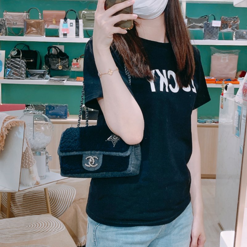 TW4826 Chanel 香奈兒 羊絨面 經典翻蓋包包 Classic Flap Bag Small Shearling Blue Denim x PHW-16