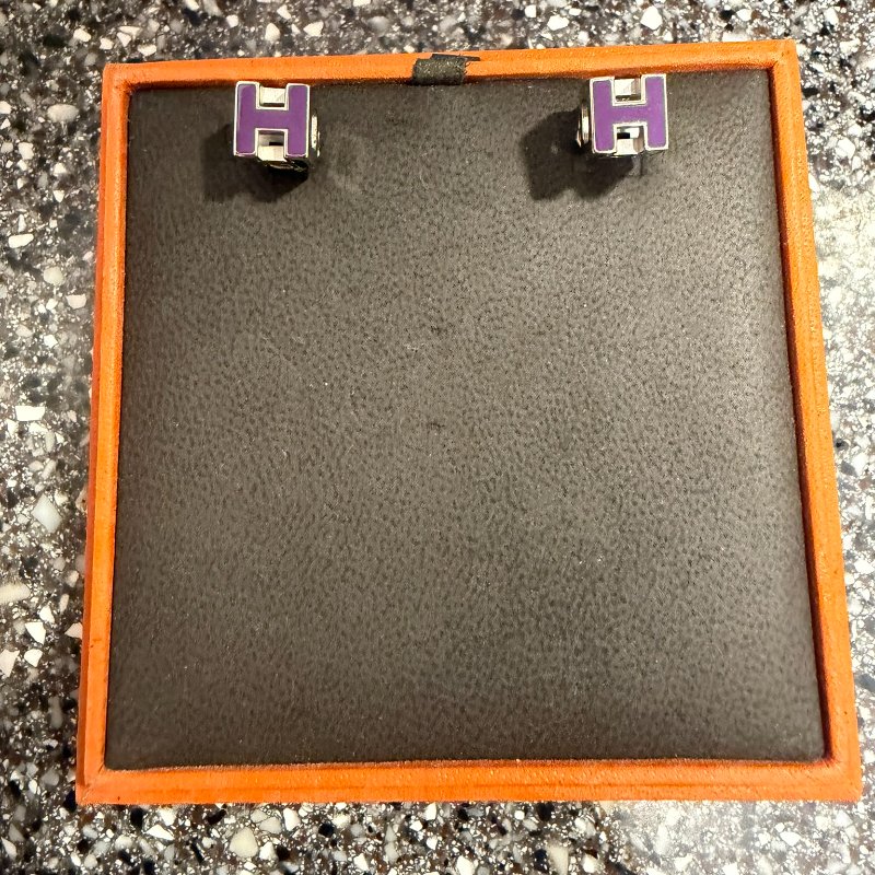 Hermès Cage d'H Ash H-cube earrings Purple-0