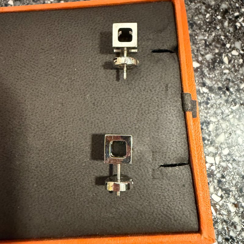 Hermès Cage d'H Ash H-cube earrings Purple-1