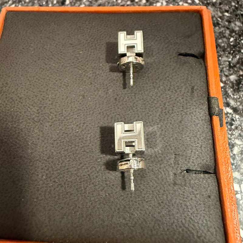 Hermès Cage d'H Ash H-cube earrings Purple-2