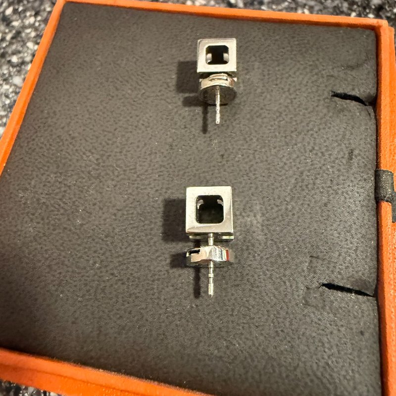 Hermès Cage d'H Ash H-cube earrings Purple-3