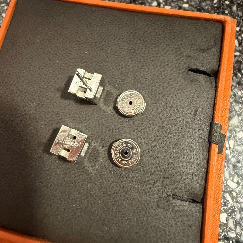 Hermès Cage d'H Ash H-cube earrings Purple-4