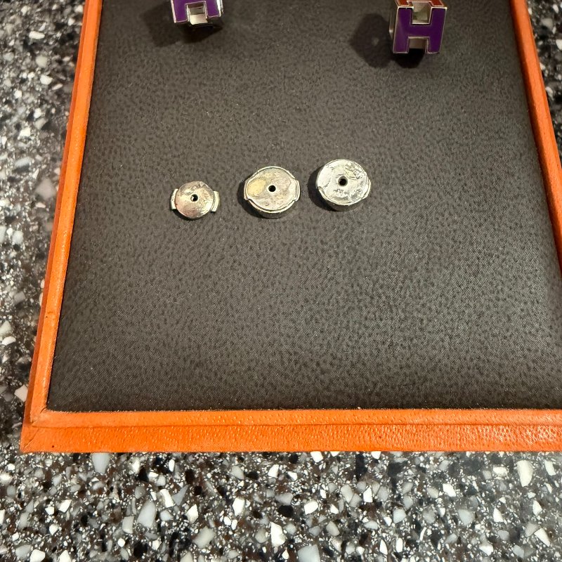 Hermès Cage d'H Ash H-cube earrings Purple-6