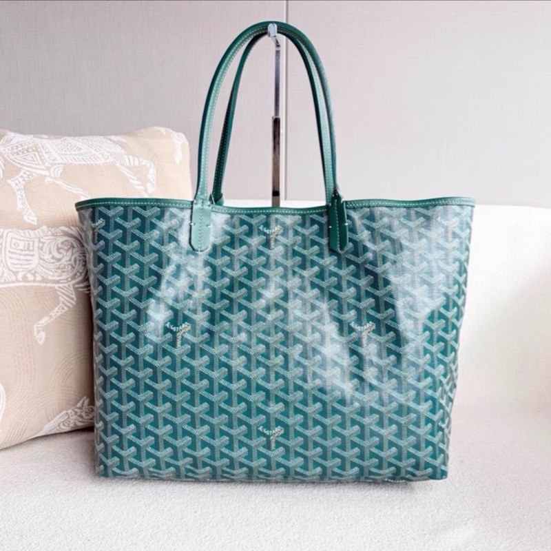 Goyard 超難買TNEW戈雅老花綠色購物袋托特包手提包單肩包-11