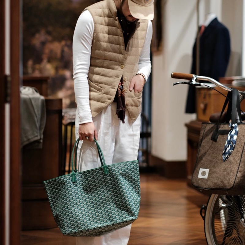 Goyard 超難買TNEW戈雅老花綠色購物袋托特包手提包單肩包-18