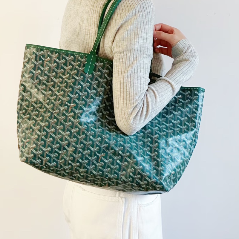 Goyard 超難買TNEW戈雅老花綠色購物袋托特包手提包單肩包-19