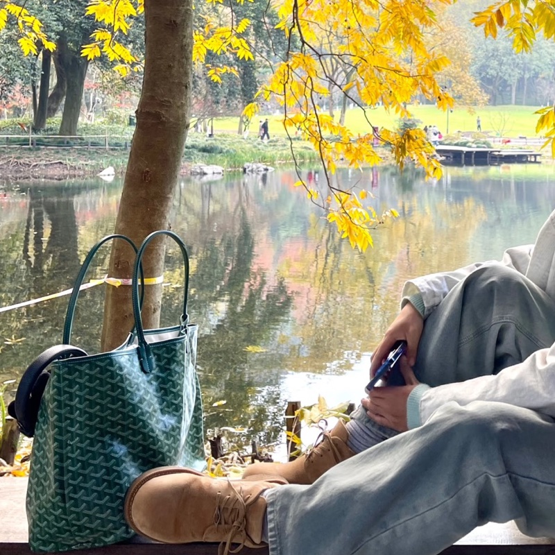 Goyard 超難買TNEW戈雅老花綠色購物袋托特包手提包單肩包-22