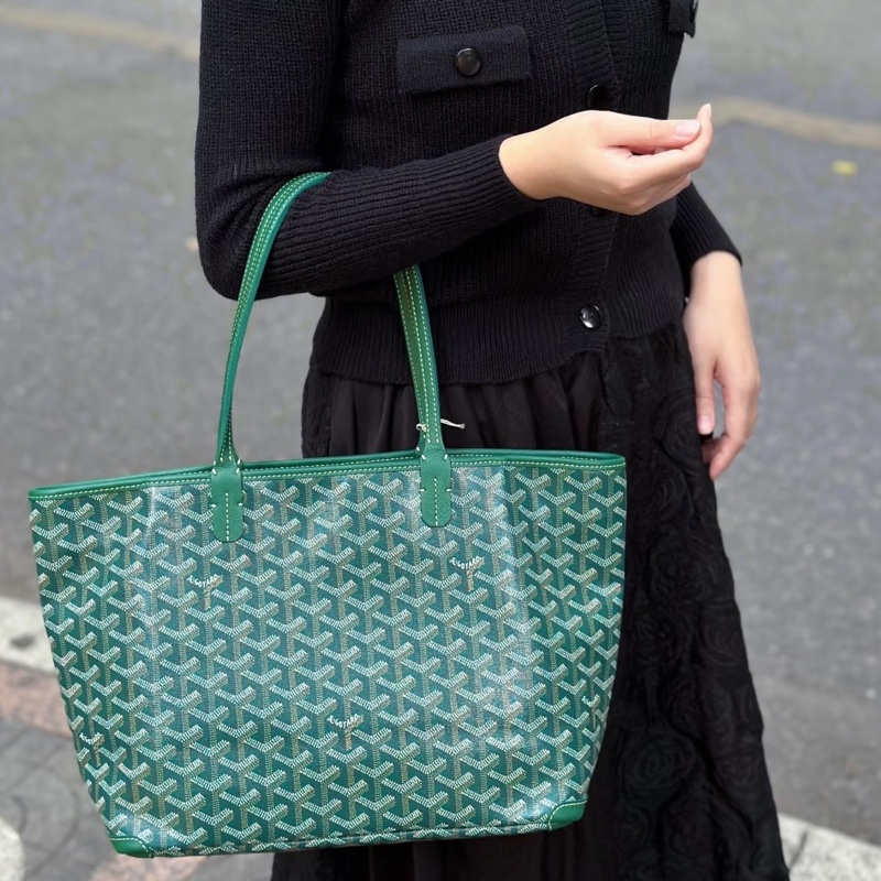 Goyard 超難買TNEW戈雅老花綠色購物袋托特包手提包單肩包-23