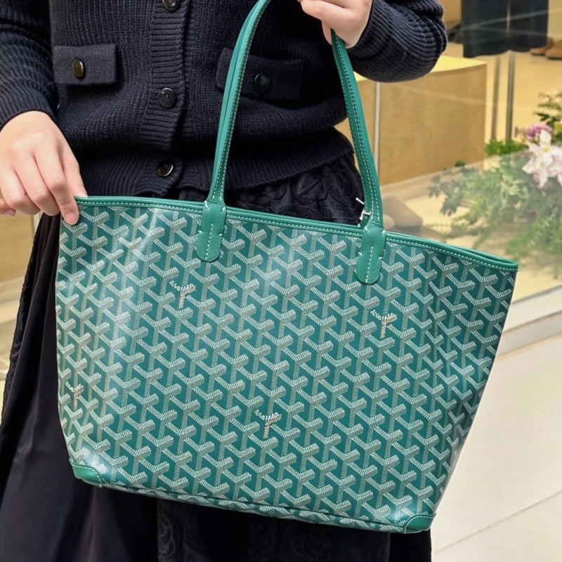 Goyard 超難買TNEW戈雅老花綠色購物袋托特包手提包單肩包-26