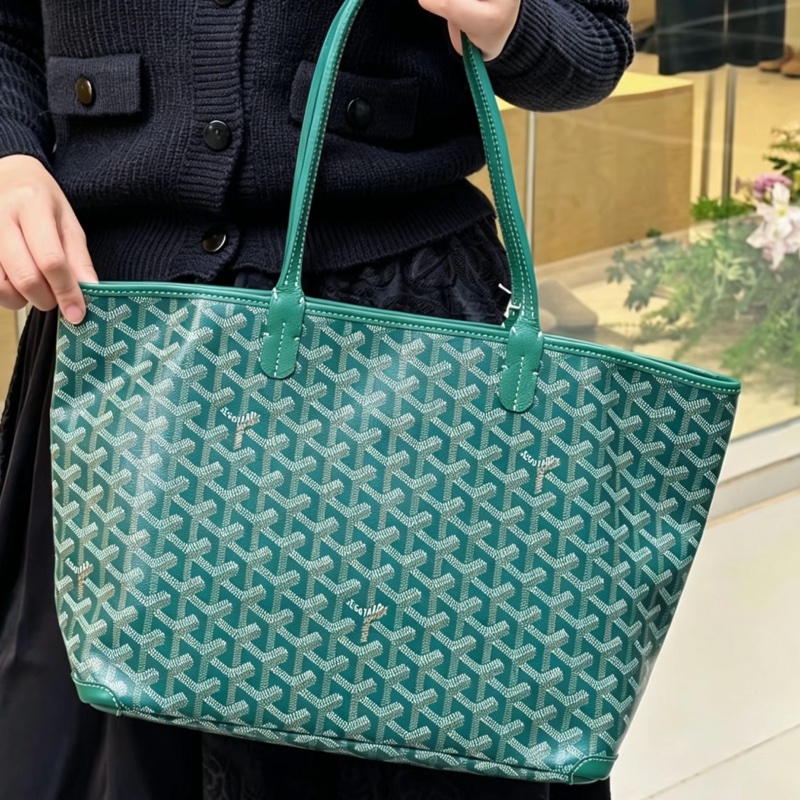 Goyard 超難買TNEW戈雅老花綠色購物袋托特包手提包單肩包-6