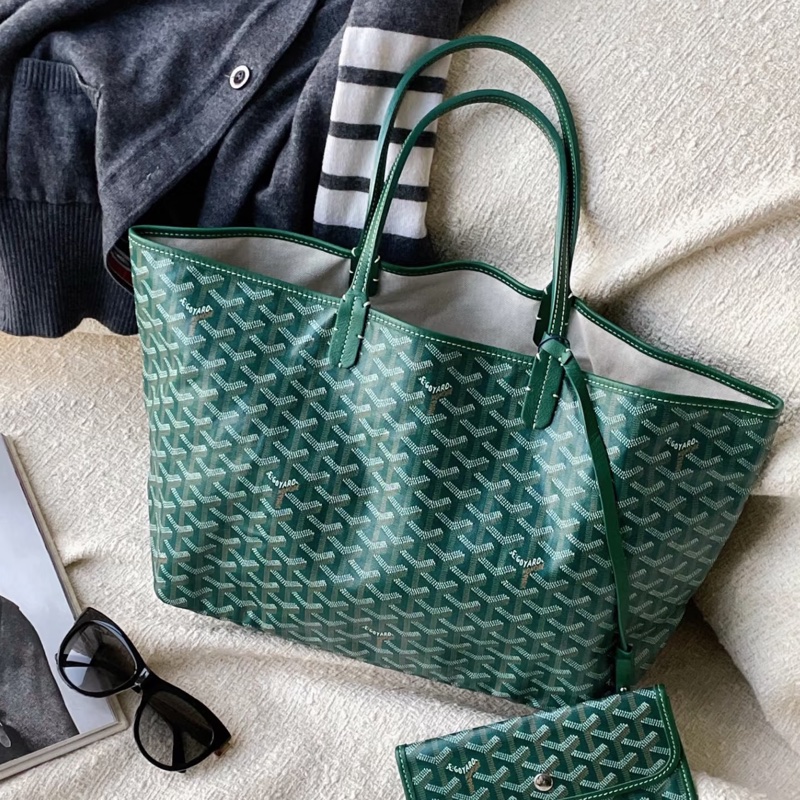 Goyard 超難買TNEW戈雅老花綠色購物袋托特包手提包單肩包-29