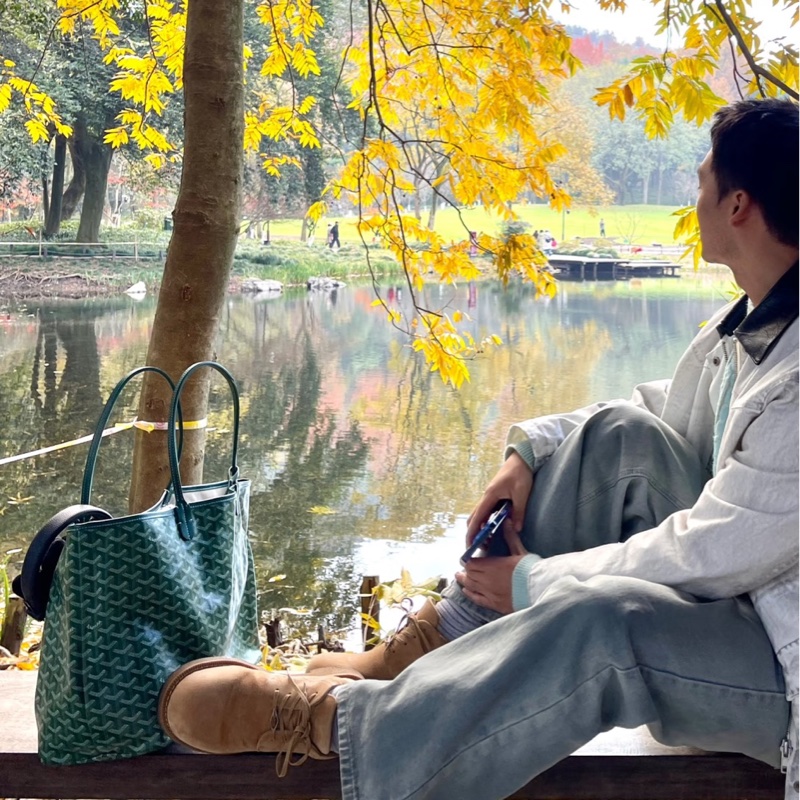 Goyard 超難買TNEW戈雅老花綠色購物袋托特包手提包單肩包-32