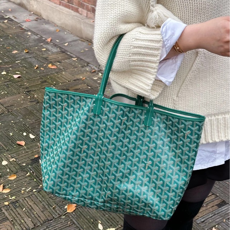 Goyard 超難買TNEW戈雅老花綠色購物袋托特包手提包單肩包-33