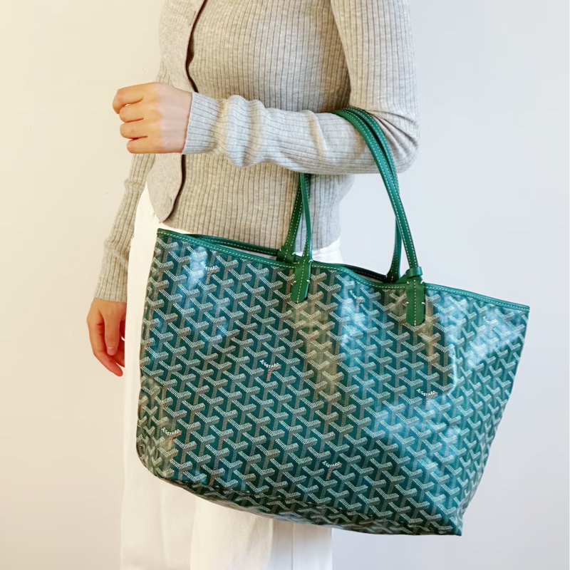 Goyard 超難買TNEW戈雅老花綠色購物袋托特包手提包單肩包-34