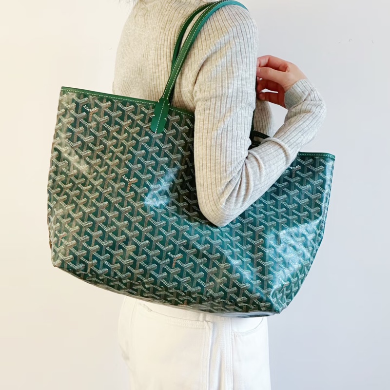 Goyard 超難買TNEW戈雅老花綠色購物袋托特包手提包單肩包-35