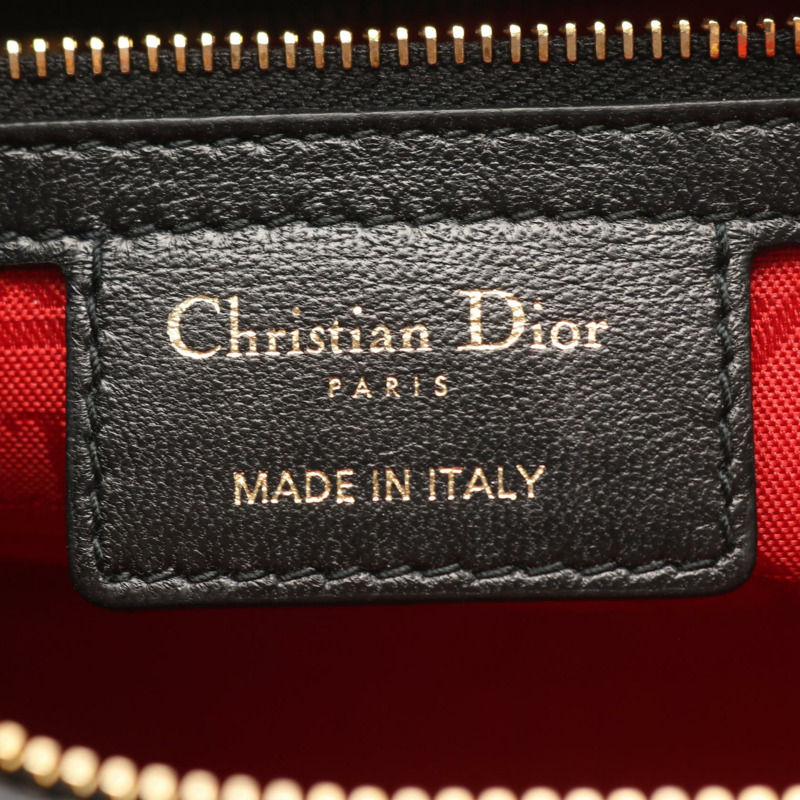 Christian Dior Lady Dior 大型 Cannage 手提單肩包，黑色皮革，二手-3