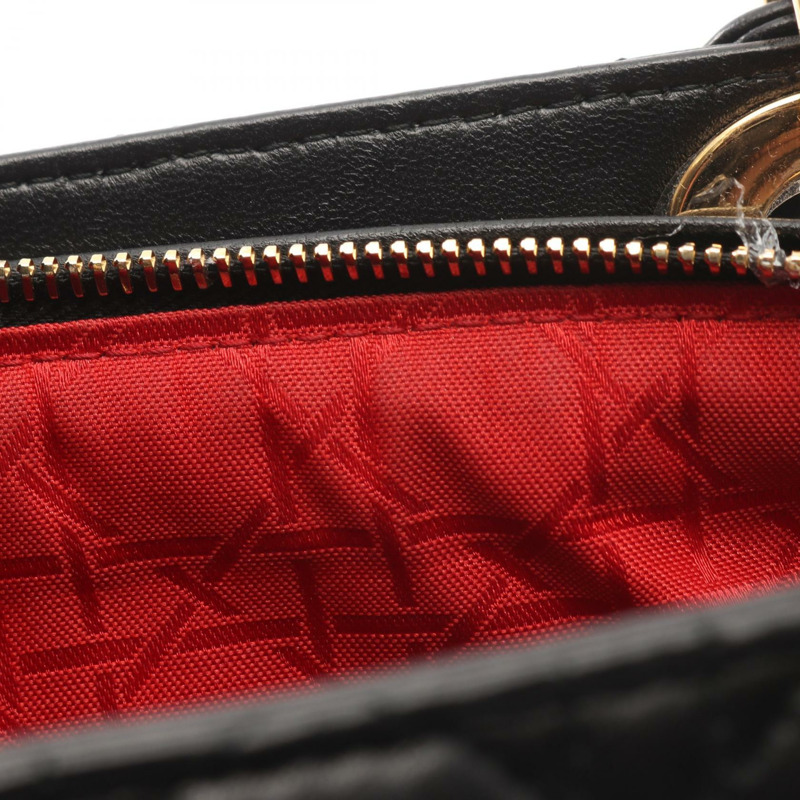 Christian Dior Lady Dior 大型 Cannage 手提單肩包，黑色皮革，二手-4